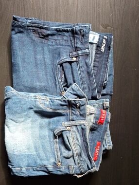 Two Pairs of Blue Denim Jeans - Dark & Light Wash